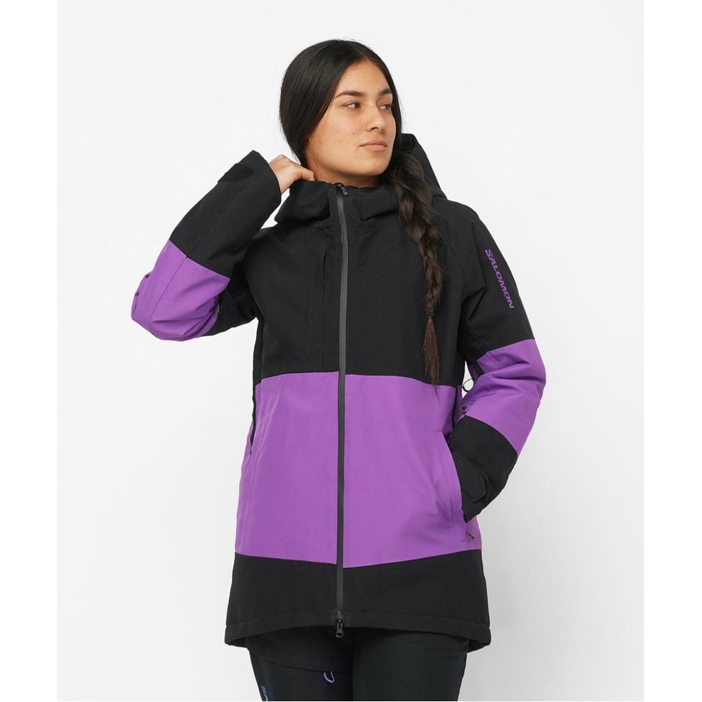 Wmns Salomon Bashley Black and Purple puff Jacket